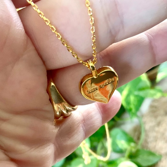 Kate Spade Necklace TAKE HEART 🩷Charming TIFFANY BLUE CZ/ENAMEL GOLD CHAIN - Picture 7 of 11